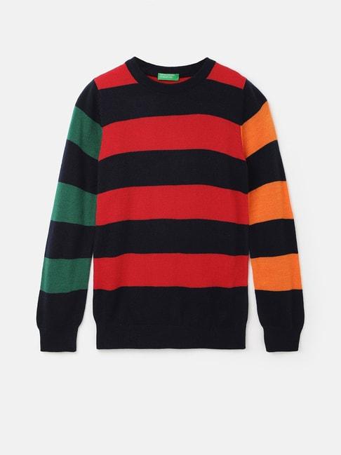 united colors of benetton kids multicolor striped full sleeves sweater