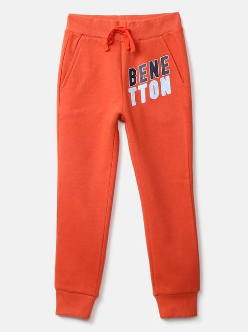 united colors of benetton kids orange printed joggers