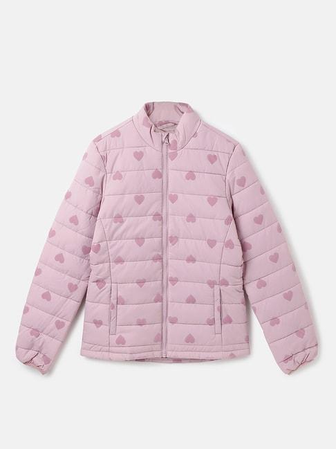 united colors of benetton kids pink printed full sleeves jacket