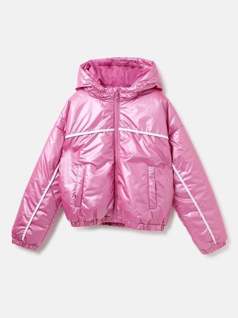 united colors of benetton kids pink solid full sleeves jacket