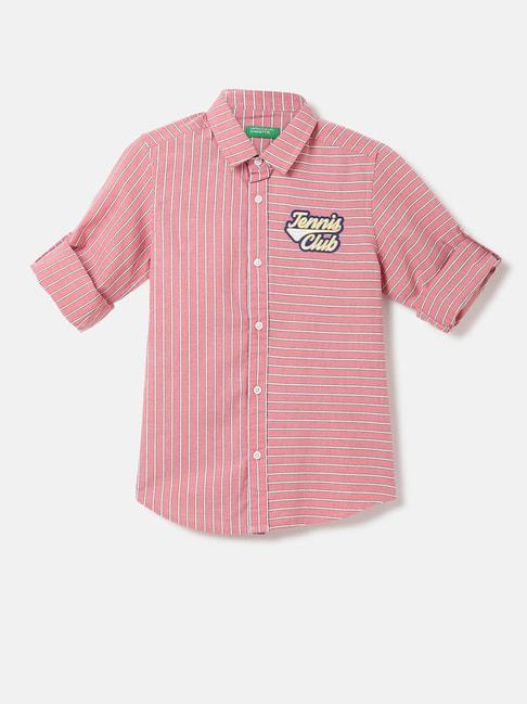 united colors of benetton kids pink striped full sleeves shirt