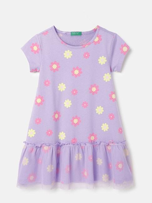 united colors of benetton kids purple floral print dress