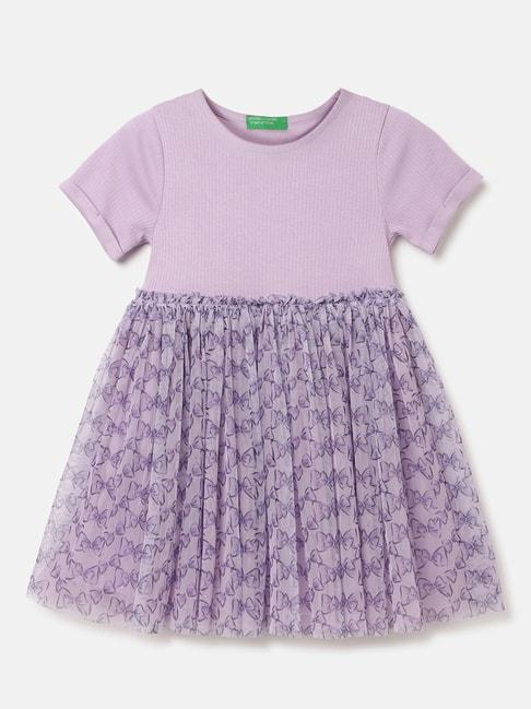 united colors of benetton kids purple printed dress