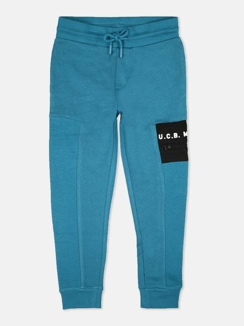united colors of benetton kids turquoise blue cotton joggers