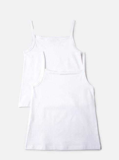 united colors of benetton kids white solid camisole (pack of 2)