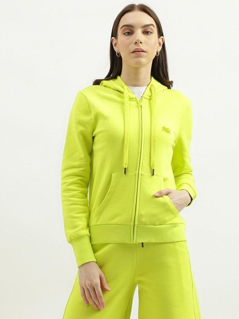 united colors of benetton lime green regular fit hoodie