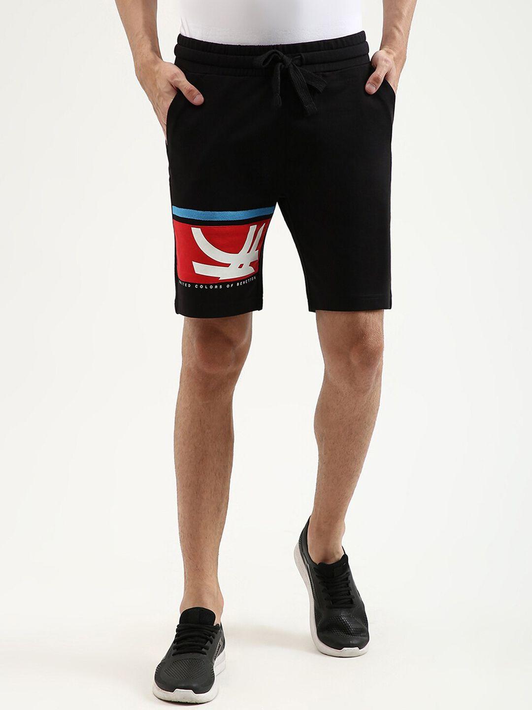 united-colors-of-benetton-men-black-printed-cotton-shorts