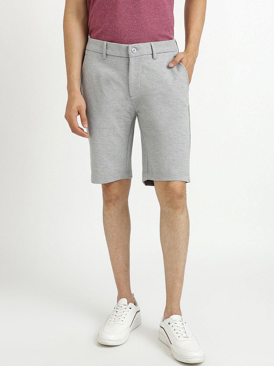 united colors of benetton men grey slim fit shorts