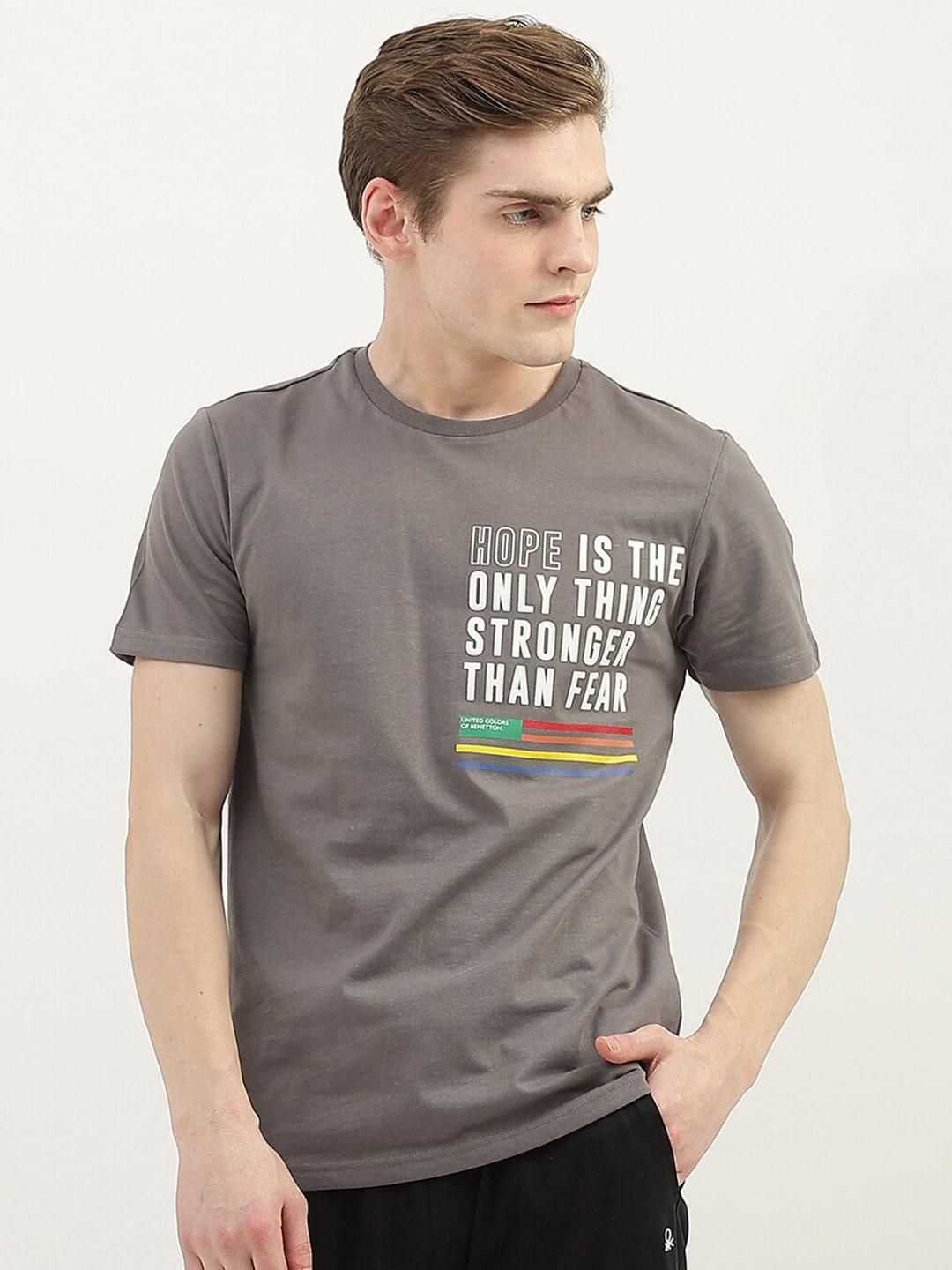 united colors of benetton men printed round neck cotton t-shirt