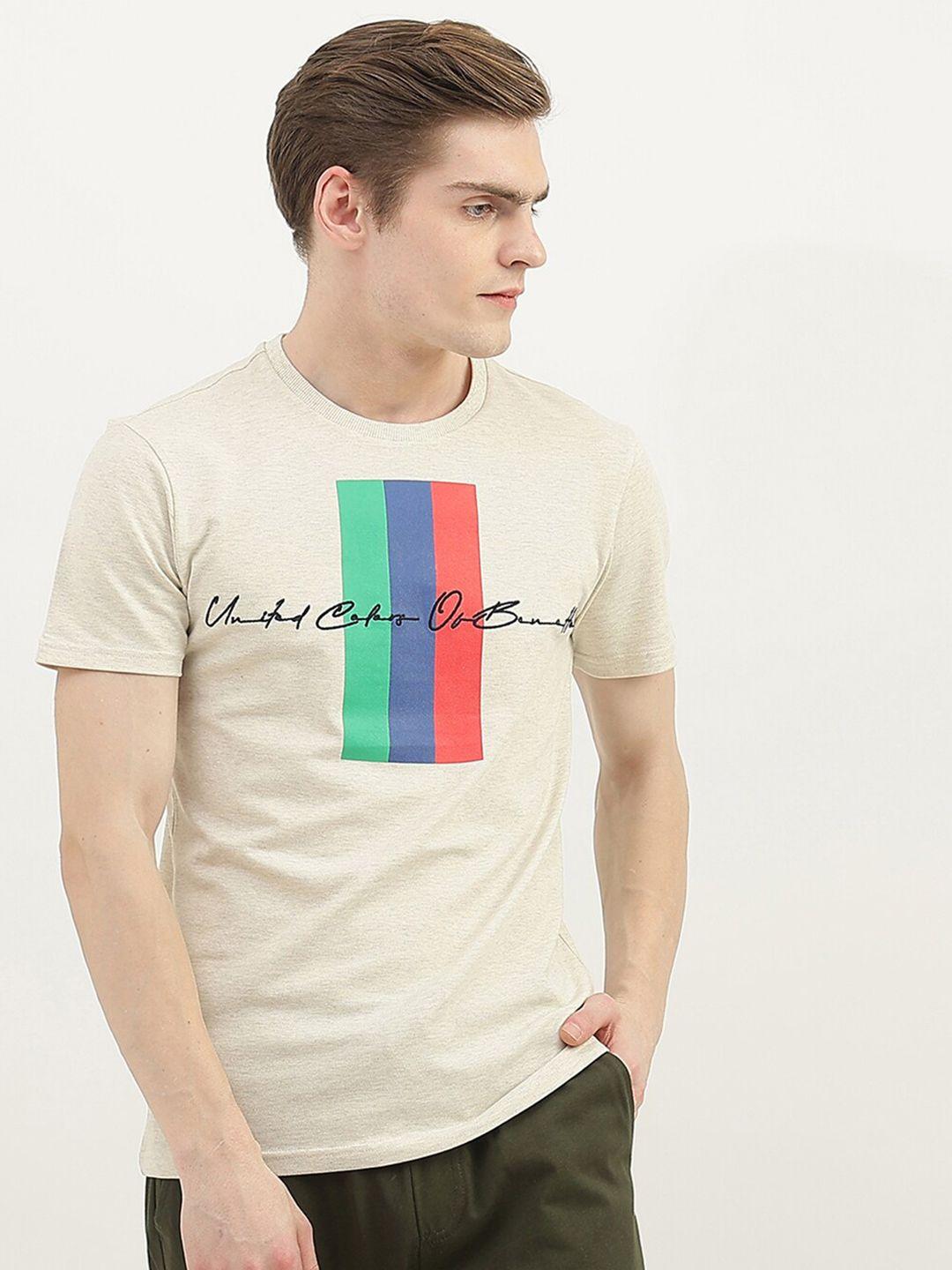 united colors of benetton men printed round neck cotton t-shirt