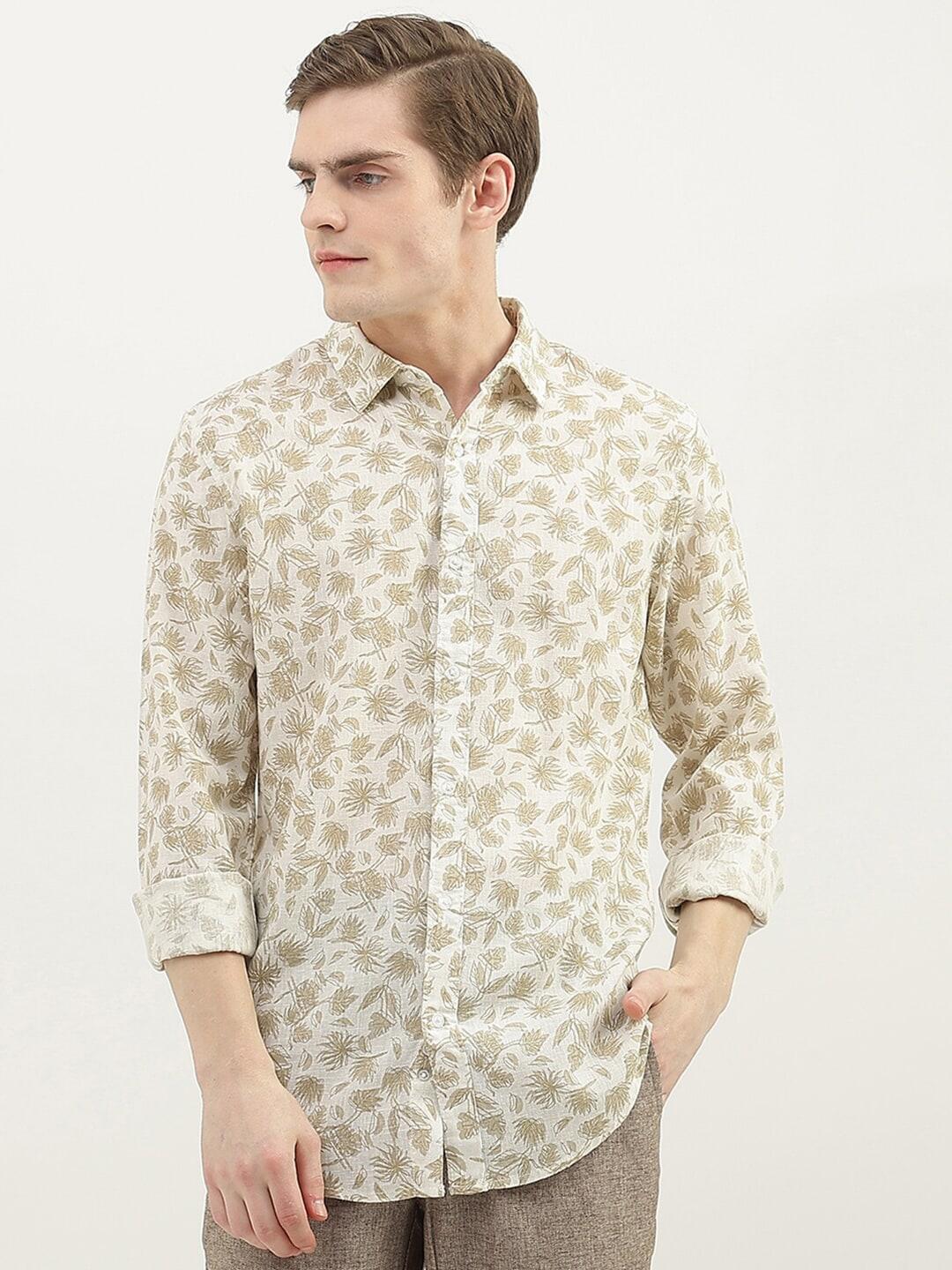 united colors of benetton men slim fit floral printed cotton casual shirt