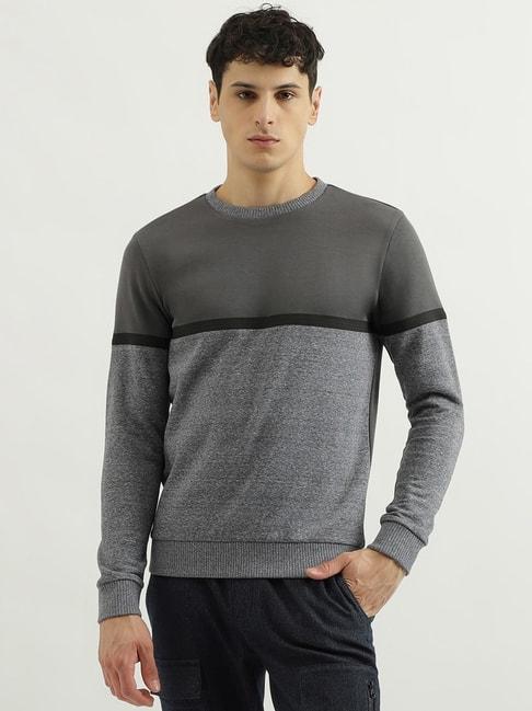 united colors of benetton mid grey regular fit colour block sweatshirt