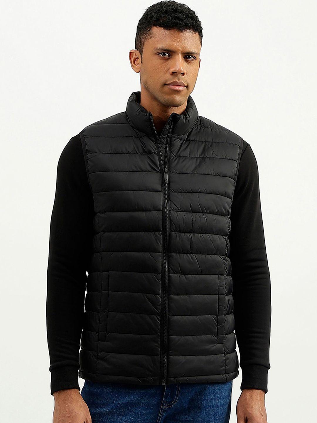 united colors of benetton mock collar quilted jacket