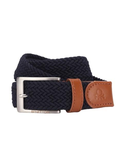 united colors of benetton navy blue woven casual belt for men
