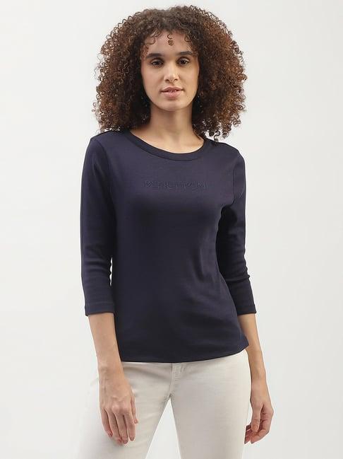 united colors of benetton navy cotton regular fit top