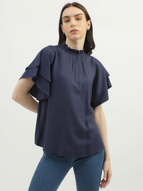 united colors of benetton navy regular fit top