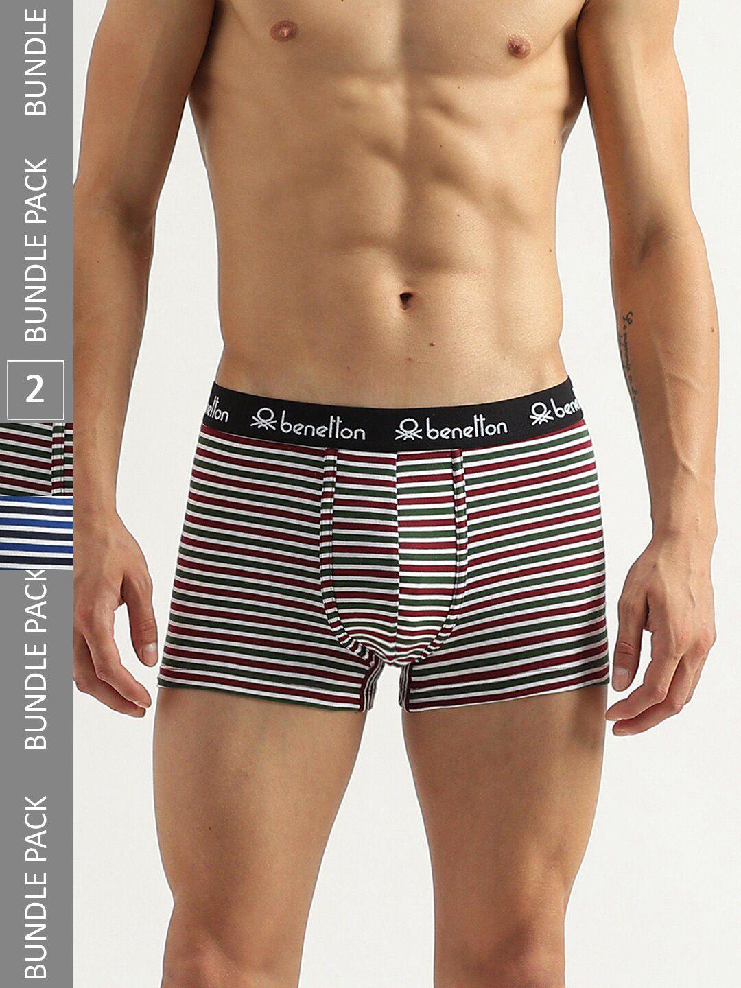 united colors of benetton pack of 2  low-rise striped trunks  23p3menuc194i902xl