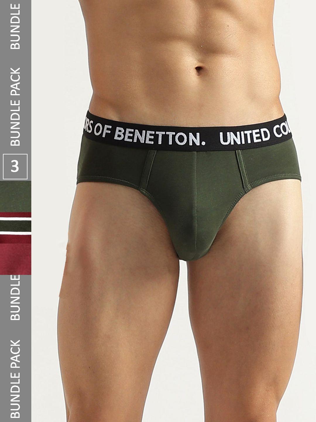 united colors of benetton pack of 3 printed basic briefs 23p3menuc183i901xl