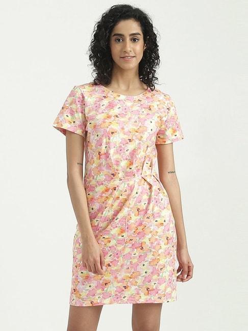 united colors of benetton pink printed a-line dress