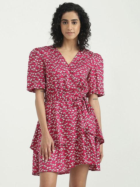 united colors of benetton pink printed a-line dress
