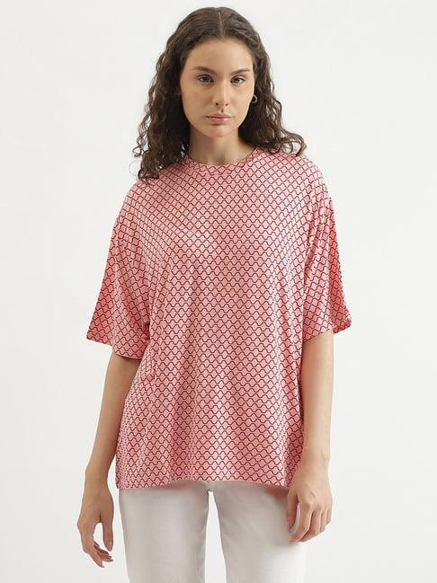 united colors of benetton pink printed t-shirt