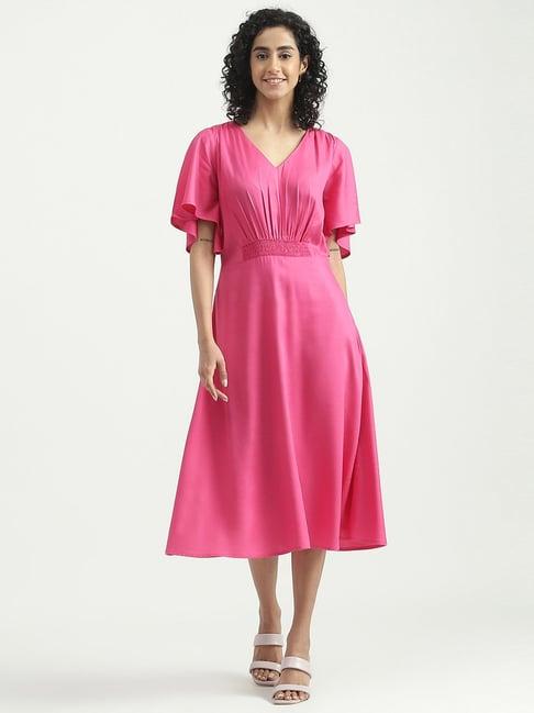 united colors of benetton pink regular fit a-line dress