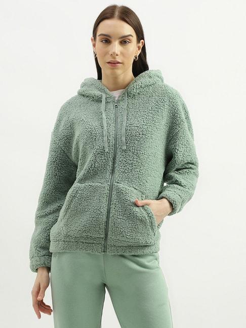 united colors of benetton sage green regular fit hoodie