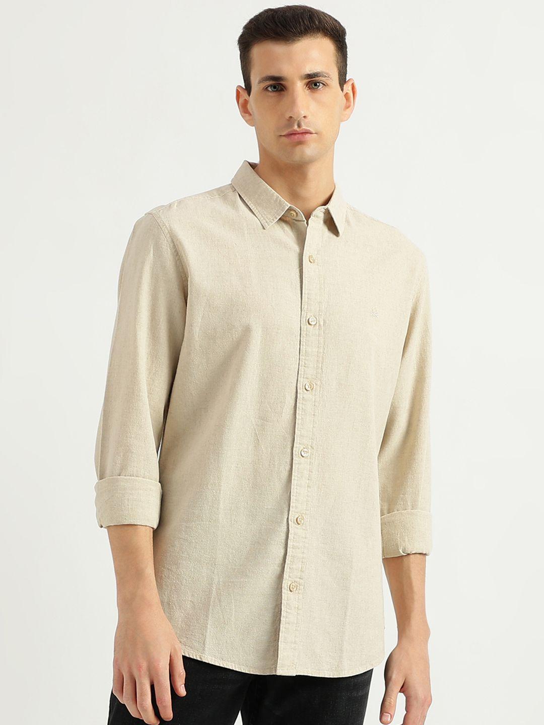 united colors of benetton slim fit spread collar casual shirt