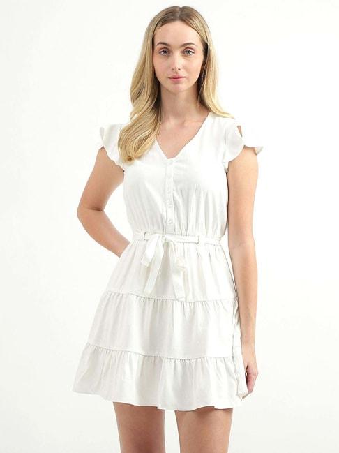 united colors of benetton white a-line dress