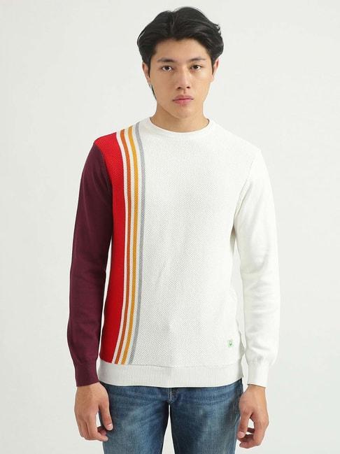 united colors of benetton white striped sweater