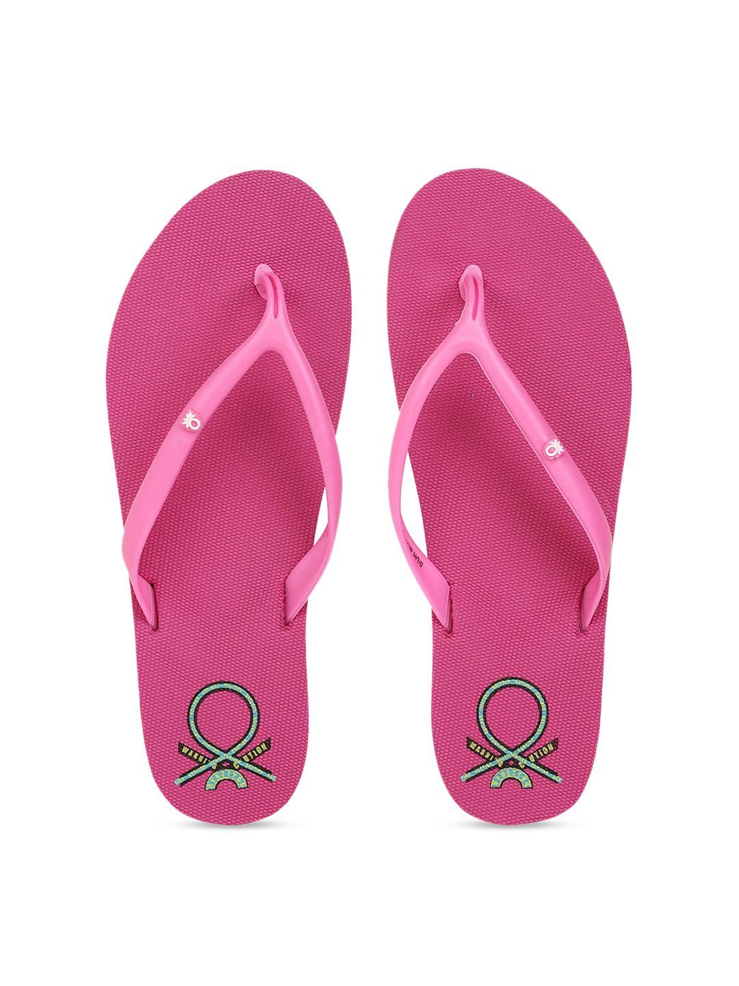 united colors of benetton women pink solid thong flip-flops