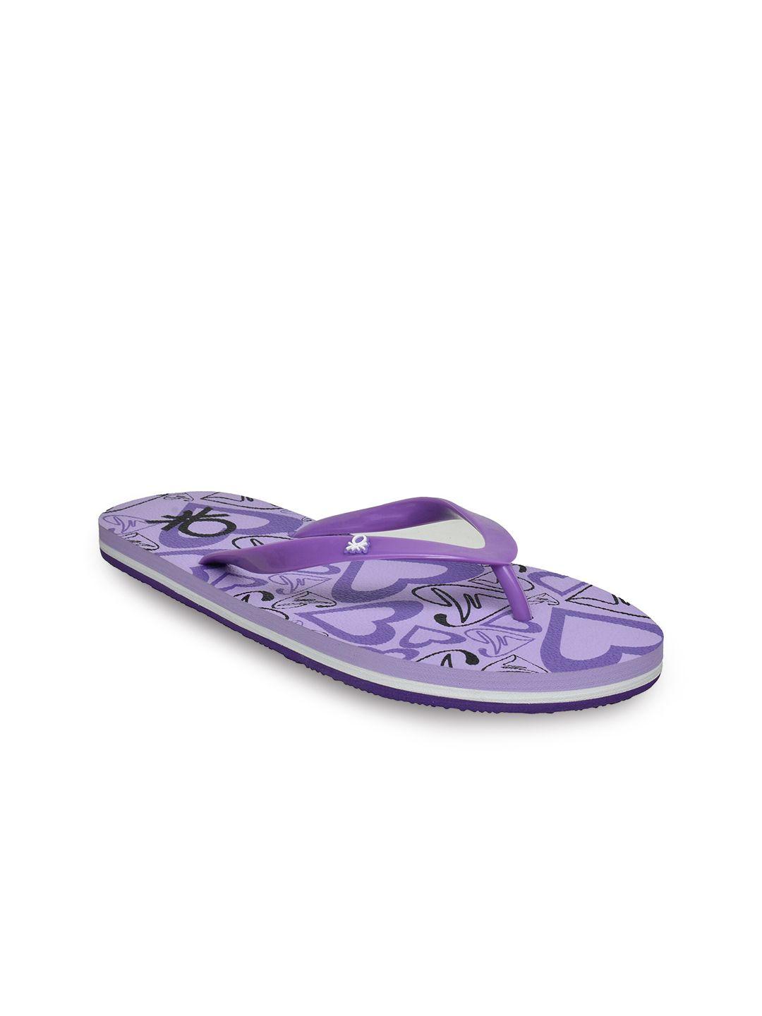 united colors of benetton women purple printed thong flip-flops