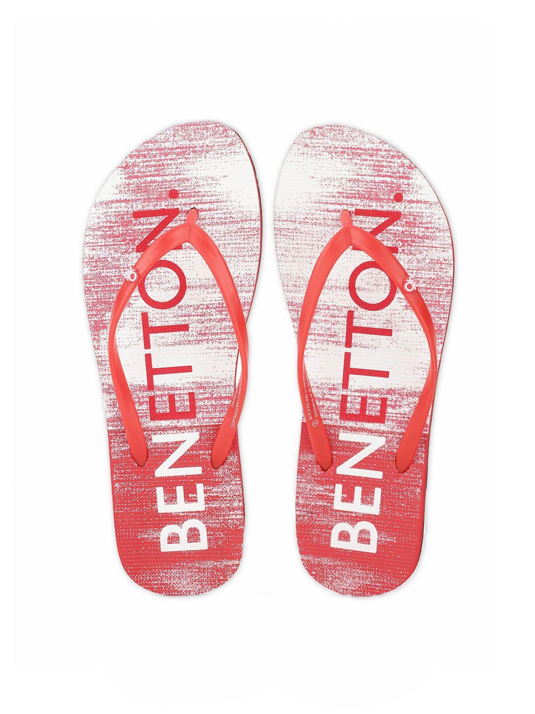 united colors of benetton women red printed thong flip flops