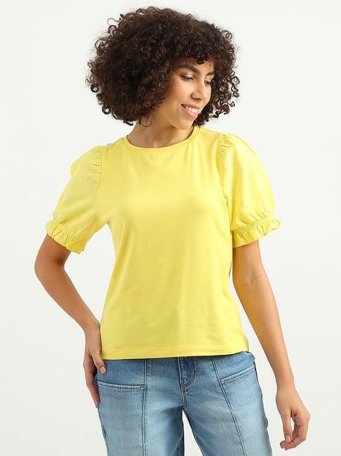 united colors of benetton yellow regular fit top