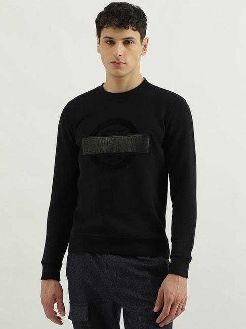 united colors of benetton z black regular fit printed sweatshirt