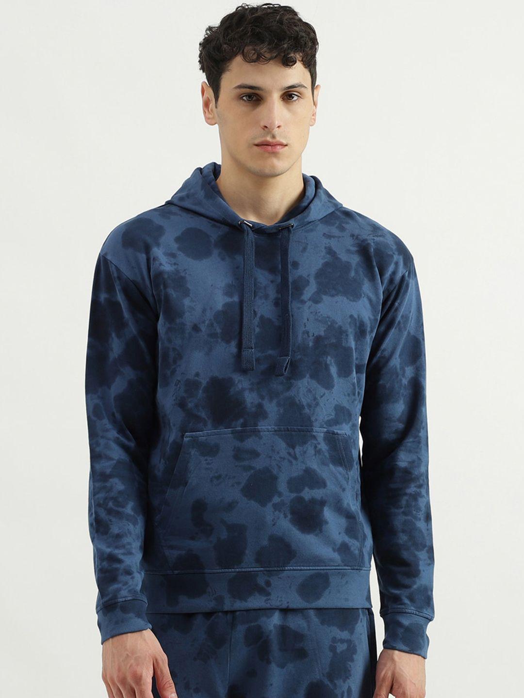 united colors of benetton abstract printed cotton hooded pullover sweatshirt