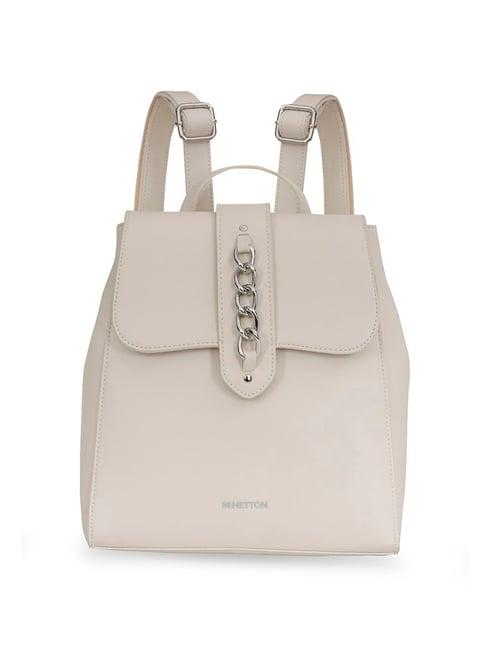 united colors of benetton astrid white pu solid backpack