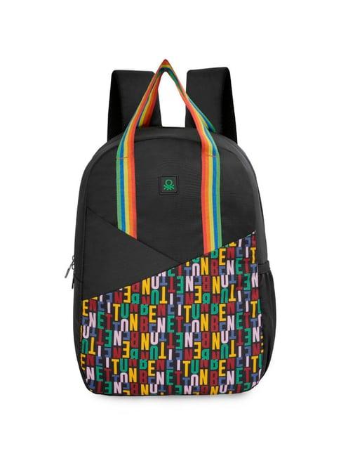 united colors of benetton avio black polyester printed backpack