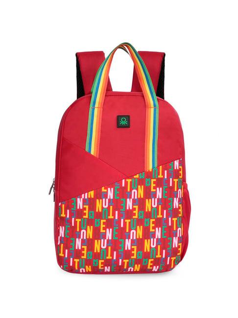 united colors of benetton avio red polyester printed backpack