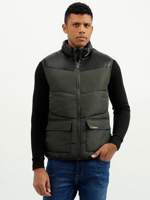 united colors of benetton black & grey regular fit jacket