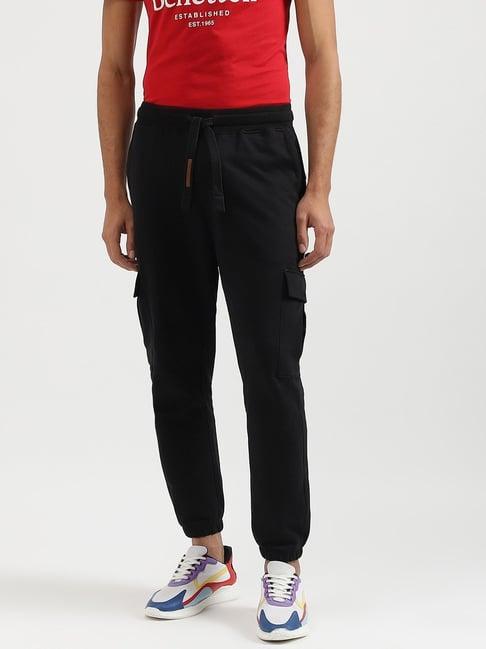 united colors of benetton black pure cotton relaxed fit jogger pants