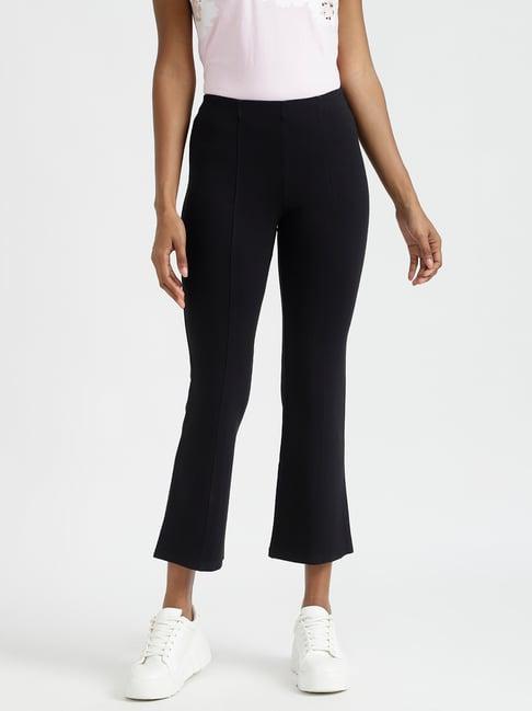 united colors of benetton black regular fit elasticated pants