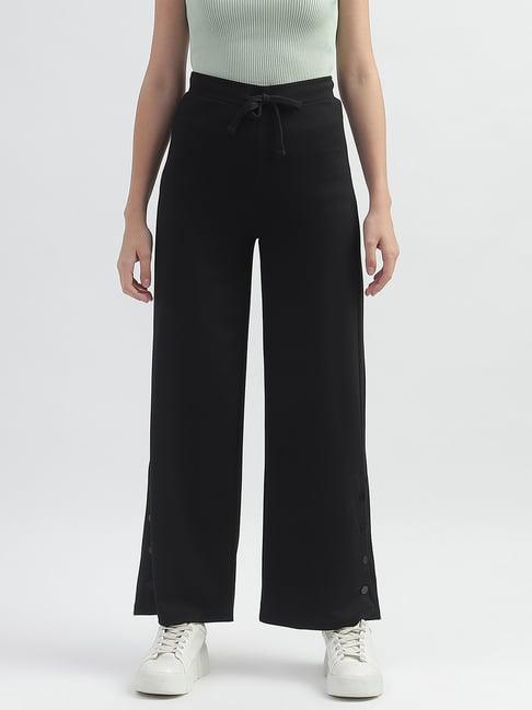 united colors of benetton black regular fit mid rise pants