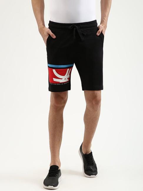 united colors of benetton black regular fit shorts