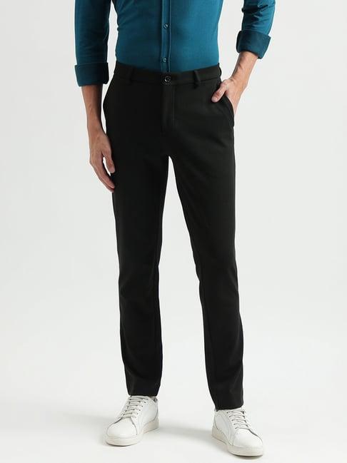 united colors of benetton black slim fit flat front trousers