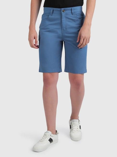 united colors of benetton blue cotton slim fit shorts