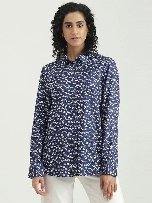 united colors of benetton blue printed shirt