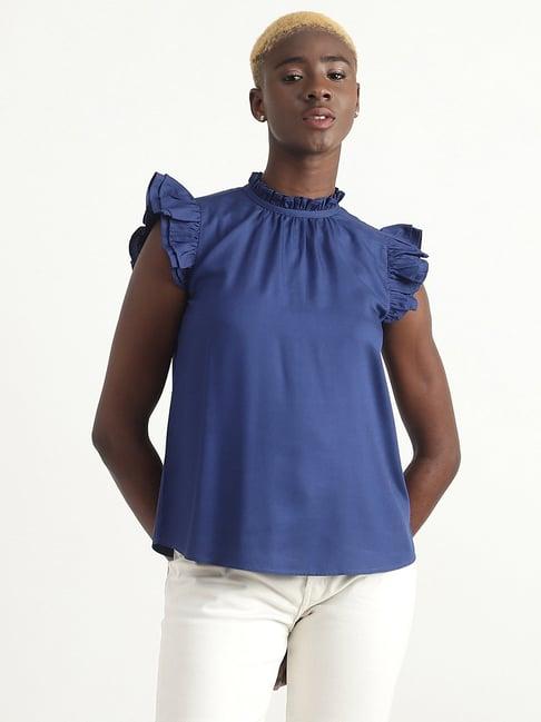 united colors of benetton blue regular fit top