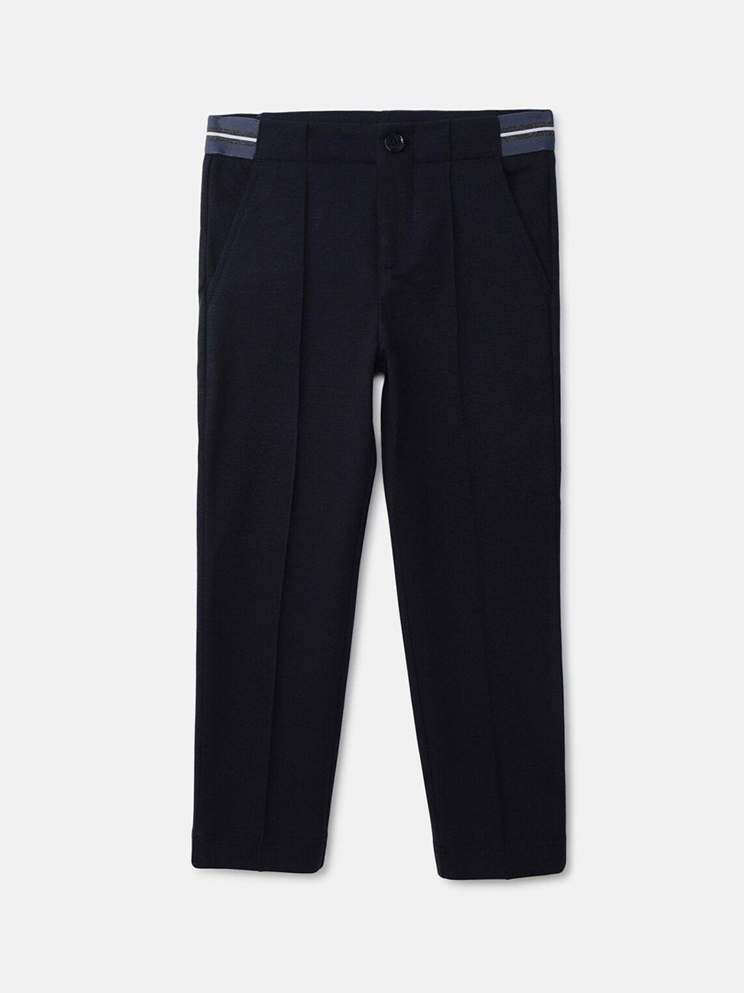 united colors of benetton boys black slim fit pleated trousers
