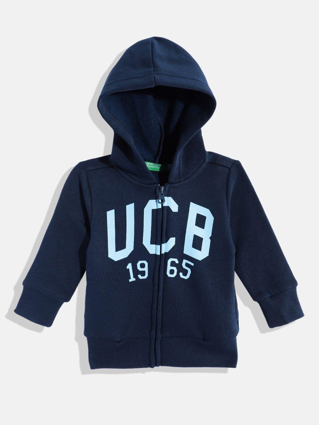 united colors of benetton boys brand logo print hooded sweatshirt